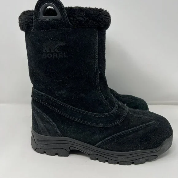 Sorel Waterfall Slip 2 NL1782 Suede Insulated Thinsulate Zip Black Women US 10 - Picture 4 of 12
